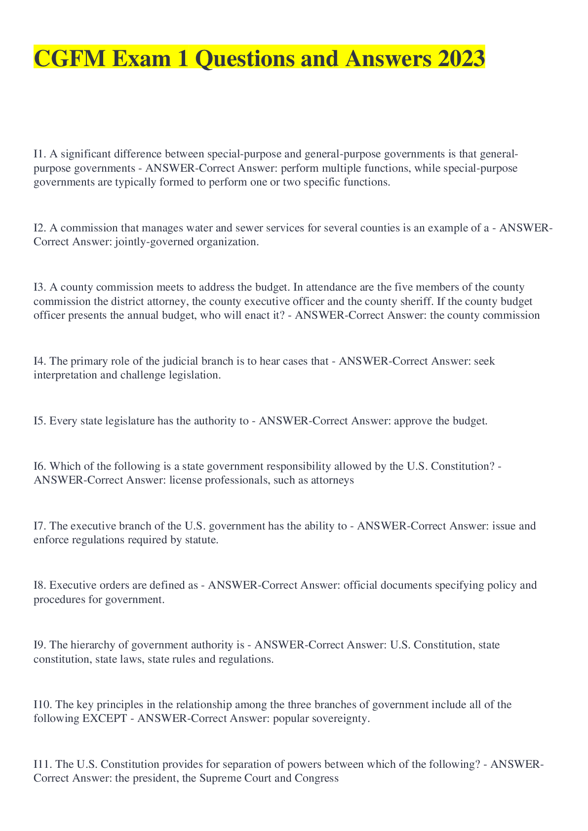 Preview image for CGFM Exam 1 Questions and Answers 2023